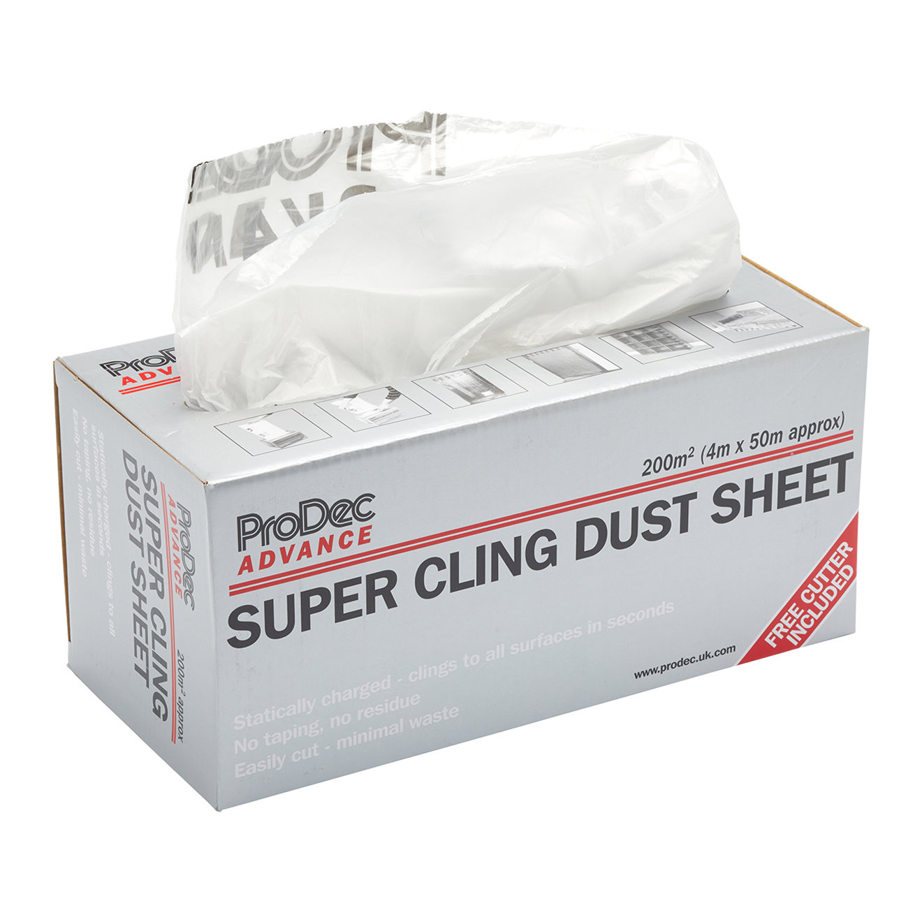 ProDec Advance Super Cling Polythene Dust Sheet Roll 100sqm or 200sqm options - Image 2