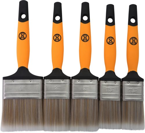 XOR8 Soft Grip Brush Set 5Pack 2 x 1.5in, 2 x 2in and 1 3in. - Image 2