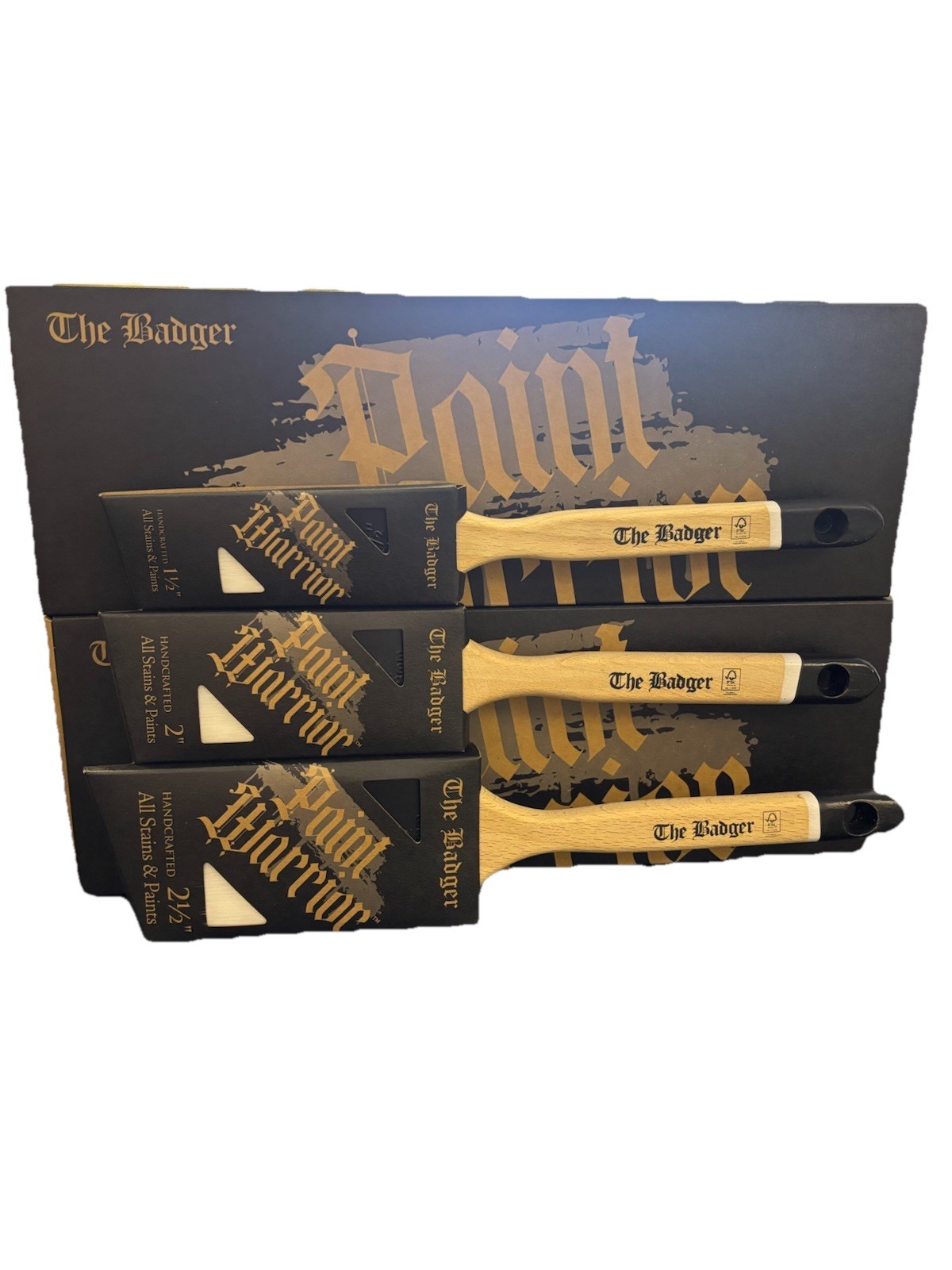 Paint Warrior Badger Flat Angled Long Handle 1.5, 2, 2.5" or a Box Set - Image 4