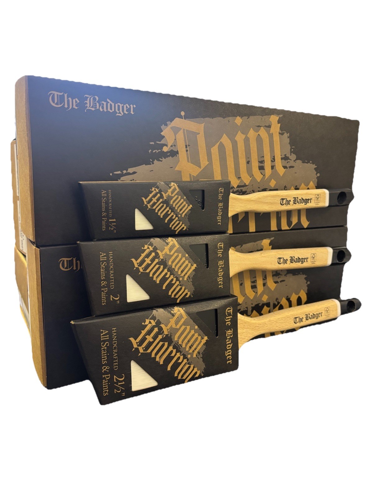 Paint Warrior Badger Flat Angled Long Handle 1.5, 2, 2.5" or a Box Set - Image 5