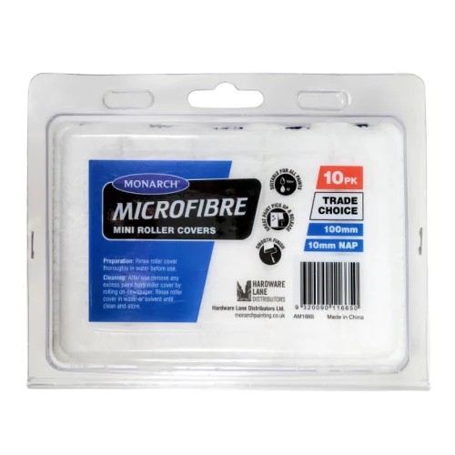 Monarch Microfibre 4" Mini Roller Sleeves 4mm or 10mm Nap - 10 Pack - Image 2